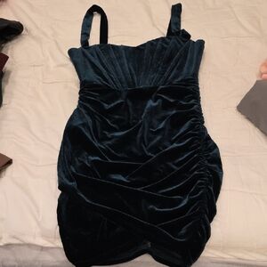 SHEIN Velvet Mini Dress in Rich Navy